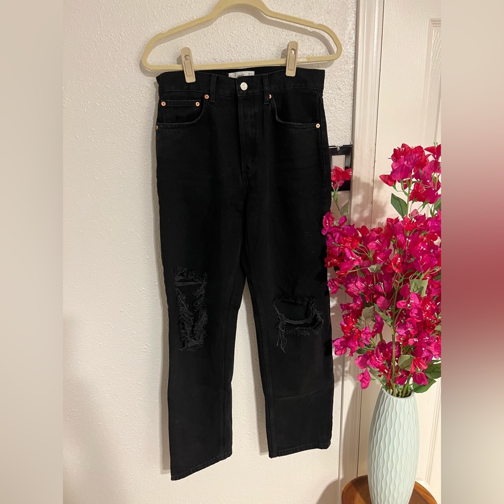 Mango | Selina | Black denim Jeans | Distressed| Size 6